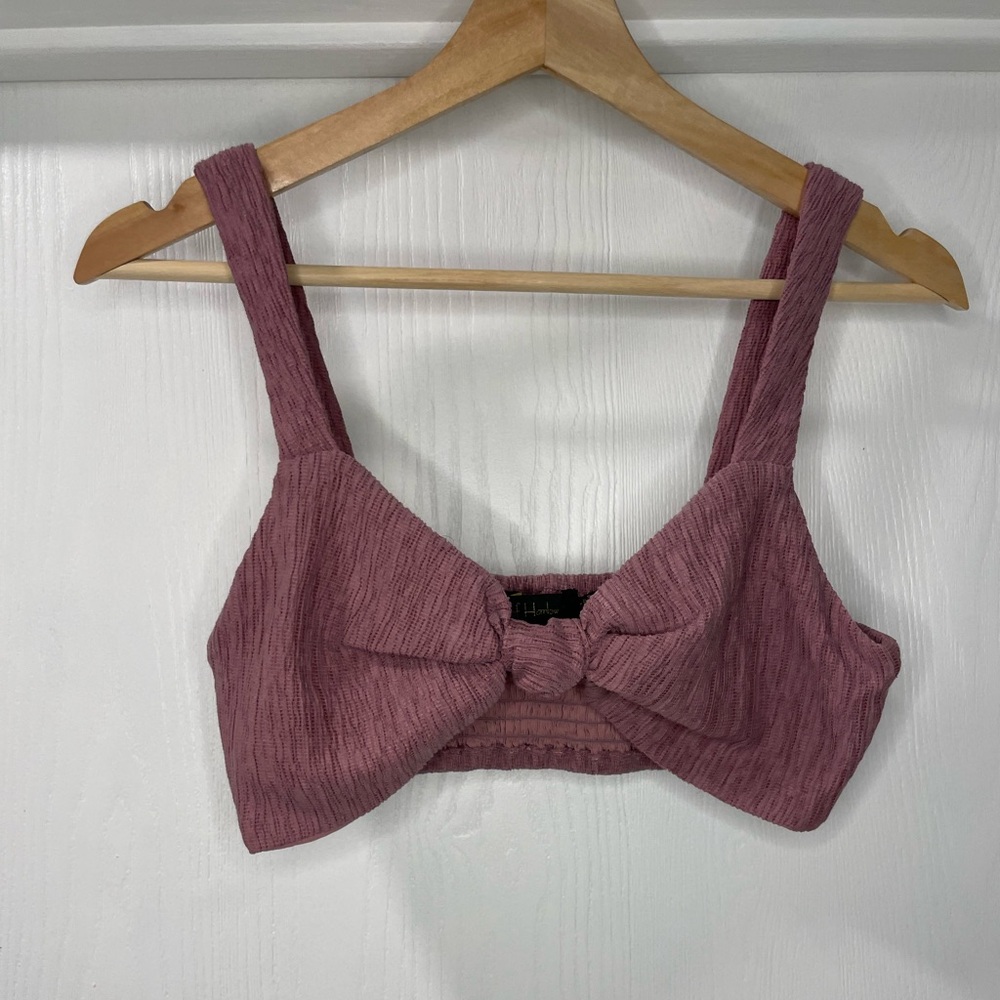 House of Harlow 1960 Tie Bralette in Mauve Pink. Size S
